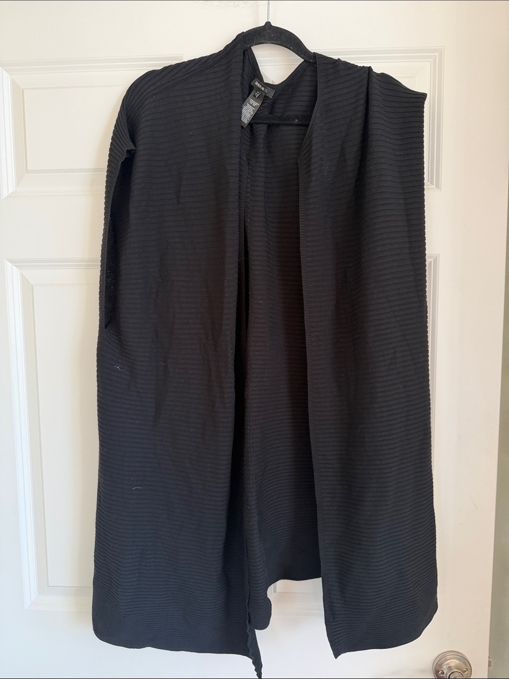Lafayette 148 New York Black Ribbed Open-Front Cape